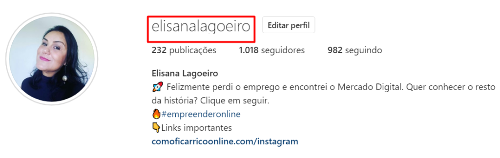 Biografia para Instagram Nome de Usuário